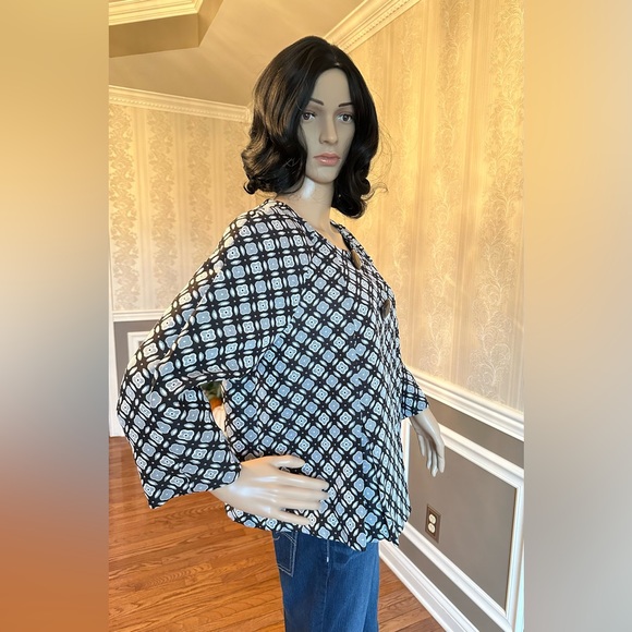 DRESSBARN!🤩Vintage Swing Jacket! Dressy Blazer/Worn Once! Blk-white/Size-L - Picture 4 of 14